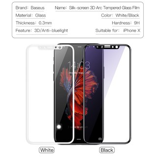 Kính cường lực iphone X full màn cứng 3D ARC hãng Baseus