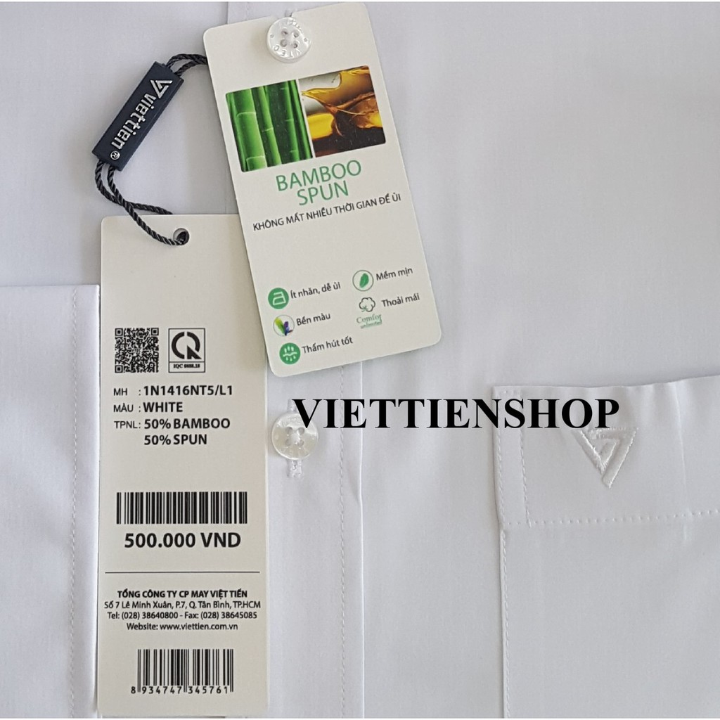 (DÁNG KHÔNG ÔM) ÁO SƠ MI VIỆT TIẾN NGẮN TAY VÀ DÀI TAY MÀU TRẮNG | BigBuy360 - bigbuy360.vn