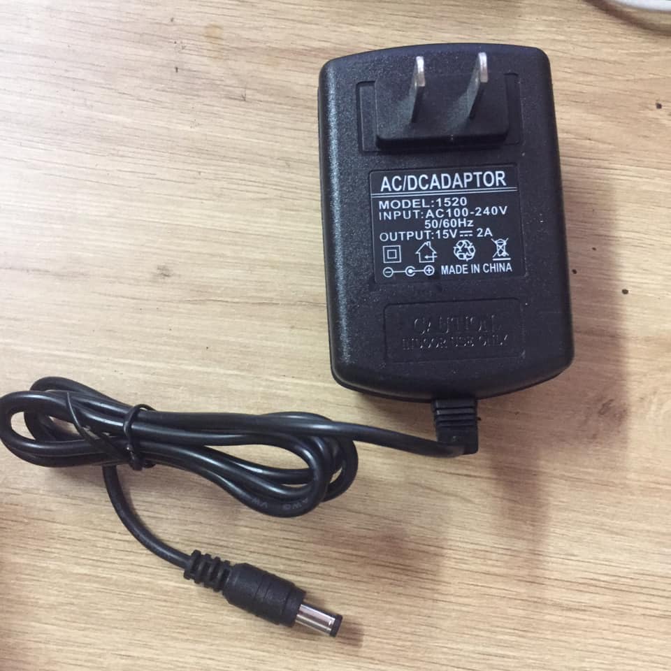 Nguồn Adapter 15V 1A 2A sạc loa kẹo kéo