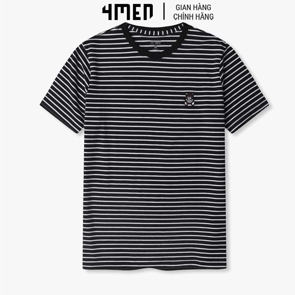 Áo Thun Nam Slimfit Teddy 4MEN AT104 cổ tròn tay ngắn, kẻ sọc ngang basic, nhiều màu đẹp, vải thun mát, mềm mịn, co giãn
