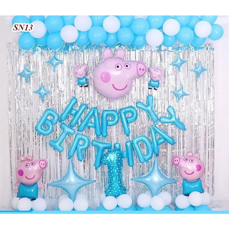 Set bóng trang trí sinh nhật heo peppa trai, gái MS184