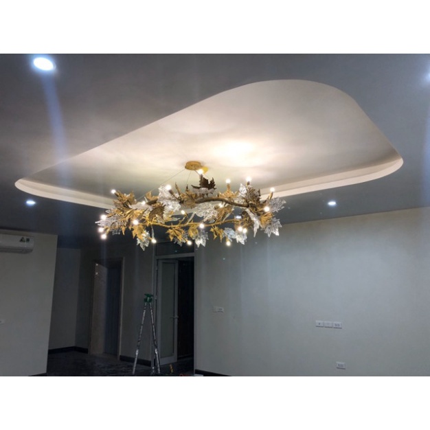 Đèn thả Lá đồng thuần chất 100% DT