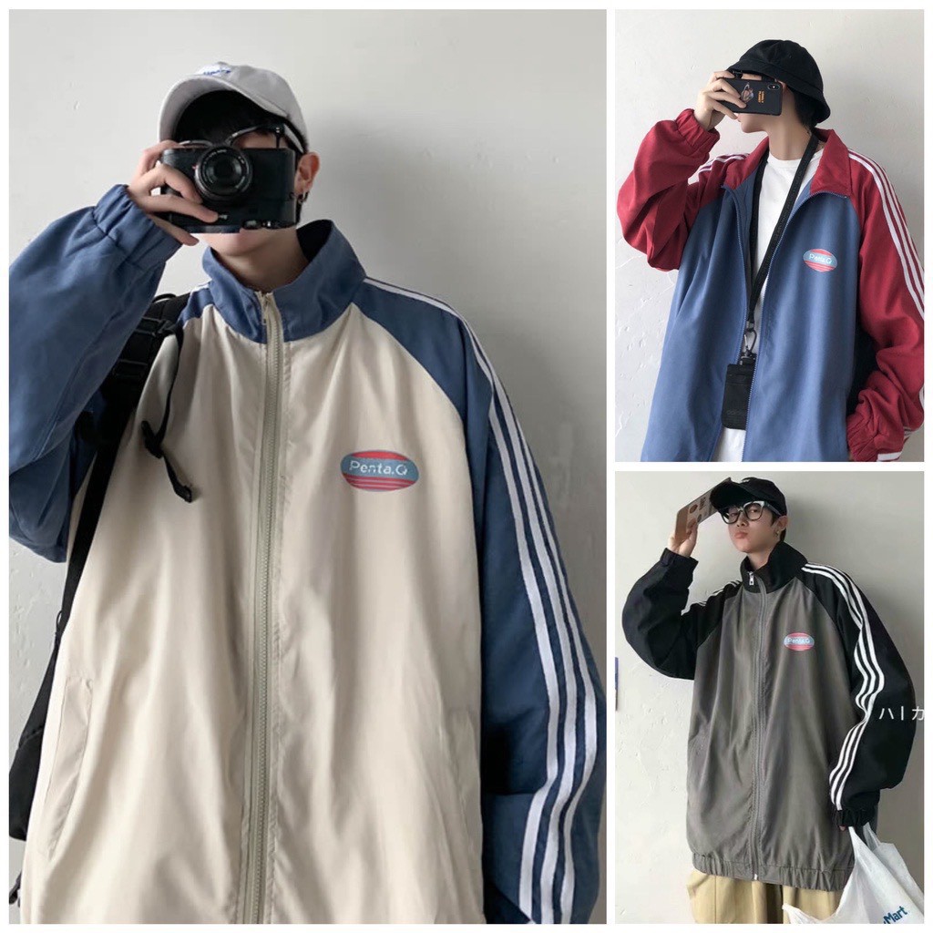 Áo khoác,bomber gió ba sọc cổ đứng form rộng 3 màu nam nữ mặc đều đẹp