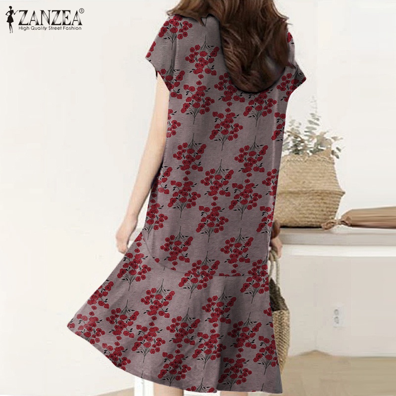 Đầm  ZANZEA ngắn tay cổ chữ V thời trang cho nữ