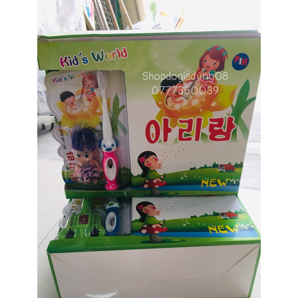 [ BÁN SỈ ] 1 HỘP 12 CHIẾC BÀN CHẢI ĐÁNH RĂNG TRẺ EM CAO CẤP KID'S WORLD HÀN QUỐC