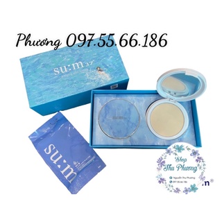 set phấn nước kiềm dầu Che khuyết điểm hoàn hảo Sum xanh-SU:M 37 Water Full CC Cushion
