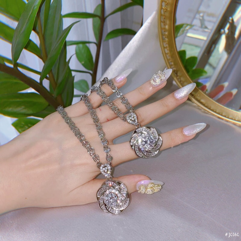 Dây chuyền đuôi phụng kèm mặt xi bạch kim siêu sáng siêu bền Kami