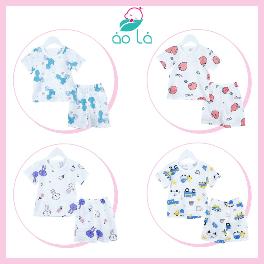 Bộ tay ngắn cho bé vải cotton tre Áo Lá Homewear, bộ cộc bé gái, bé trai