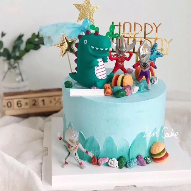 Khủng long xanh trang trí bánh kem (1443)