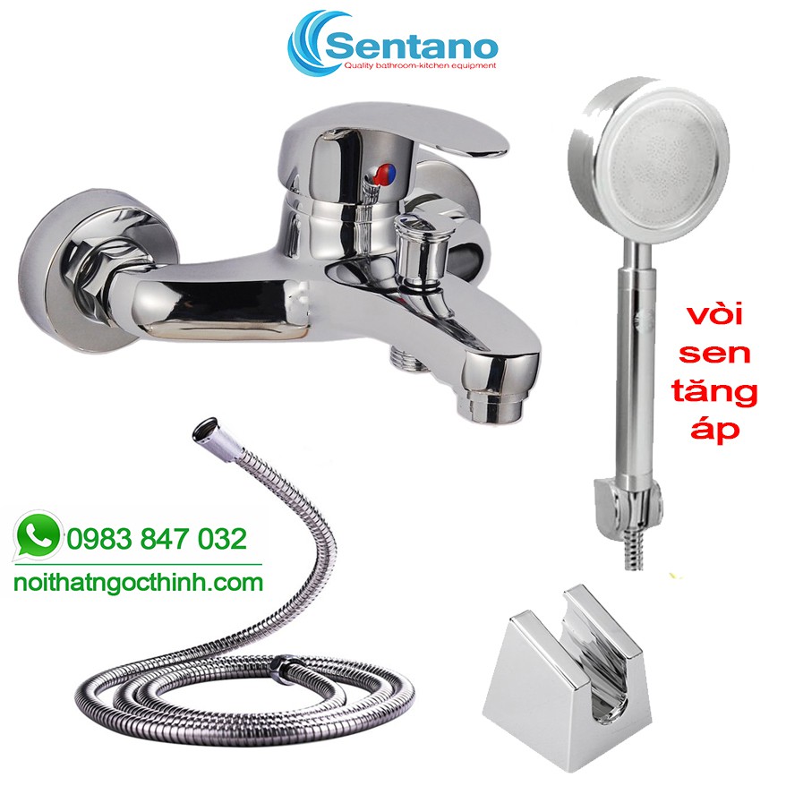 Bộ Củ Sen Tắm Nóng Lạnh SENTANO STN-213  Đồng Thau Mạ Crom sử dụng tay Sen Tăng Áp NHÔM nước phun mạnh