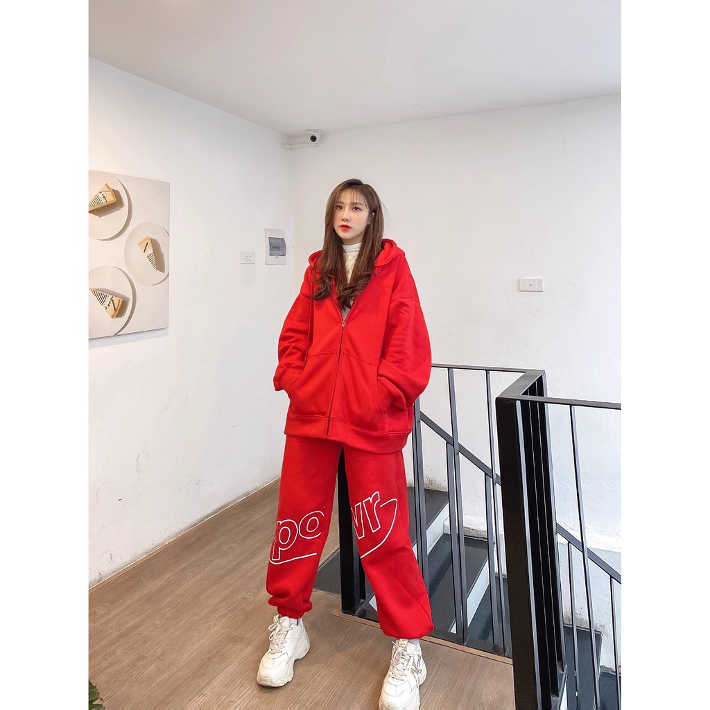 SET BỘ BIG LOGO ZIP HOODIE POWR