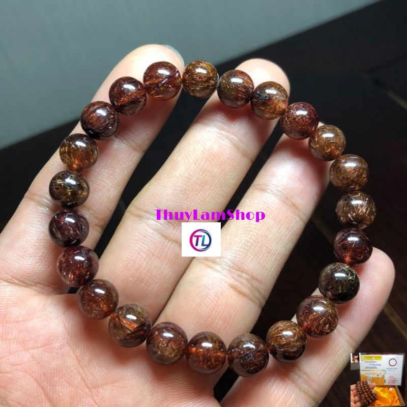 Vòng tay đá(TA) tóc nâu đỏ ánh kim 6li 8li 10li 12li