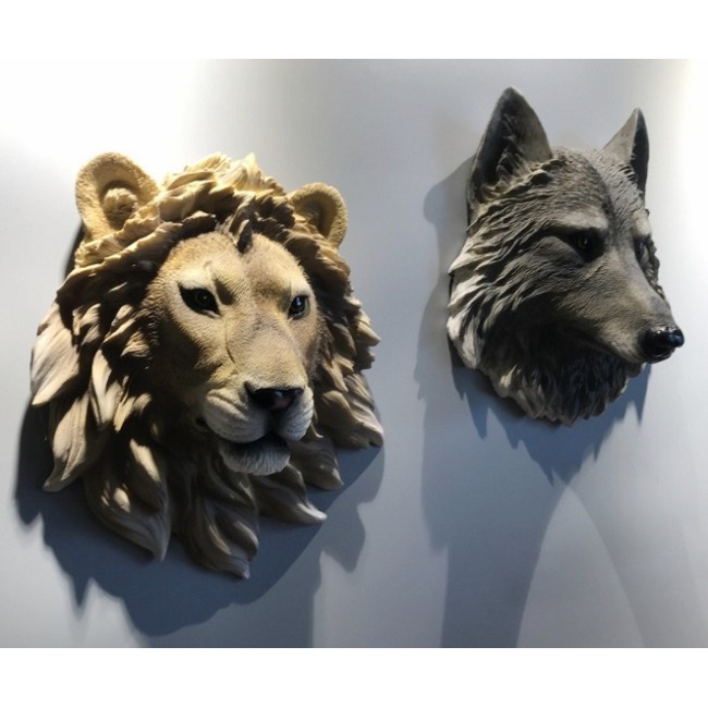 [CAO 23CM] Mô hình đầu thú: sư tử, hổ, báo, gấu, sói, treo tường siêu cá tính