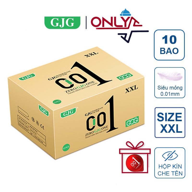 Bao Cao Su Siêu Mỏng GJG 001 Vàng Nhiều Gel Bôi Trơn Hộp 10 BCS Kéo Dài Thời Gian