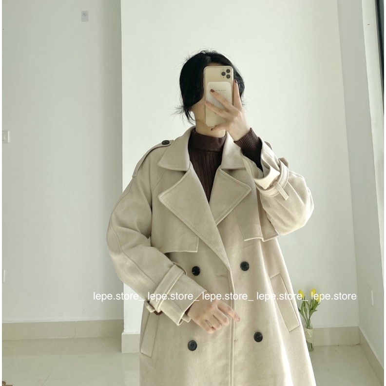Áo khoác mangto dạ chần bông mix váy len suông dài tay Hàn Quốc | BigBuy360 - bigbuy360.vn