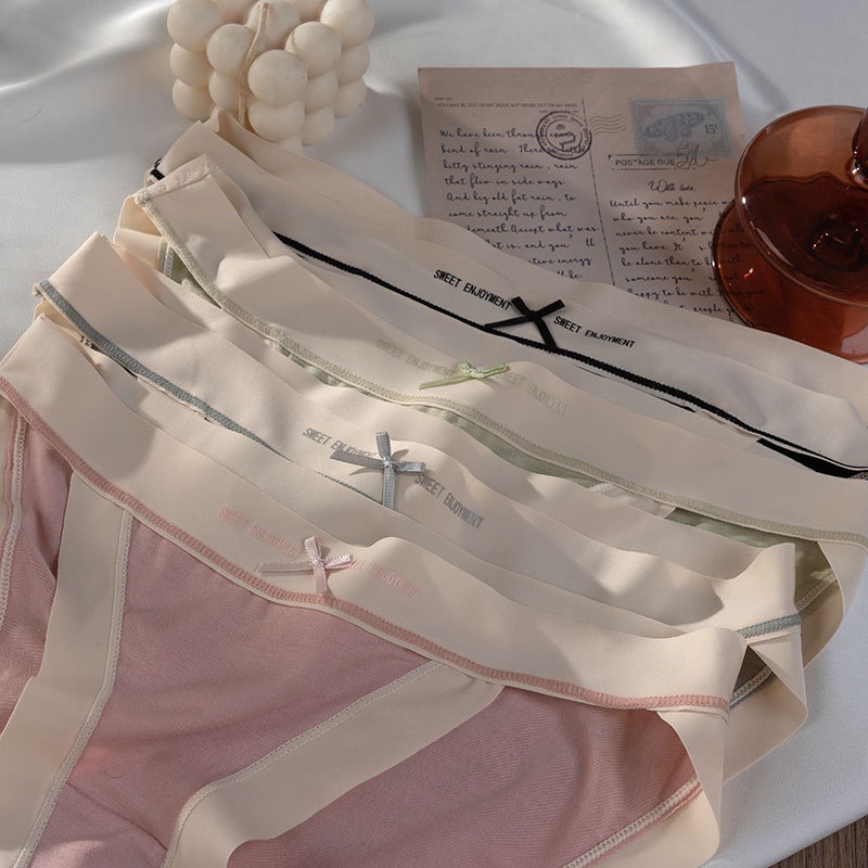 Quần Lót Cotton Eva Bra Viền Su Lạnh Đính Nơ Dễ Thương Thấm Hút Mềm Mát Không Bí Bách QC310