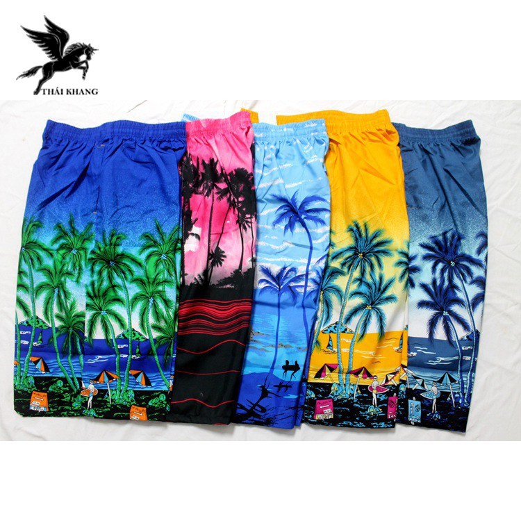 quần đùi nam ống rộng vải mềm mát form rộng rãi loại quần đùi nam cây dừa mặc ở nhà hoặc đi biển | BigBuy360 - bigbuy360.vn