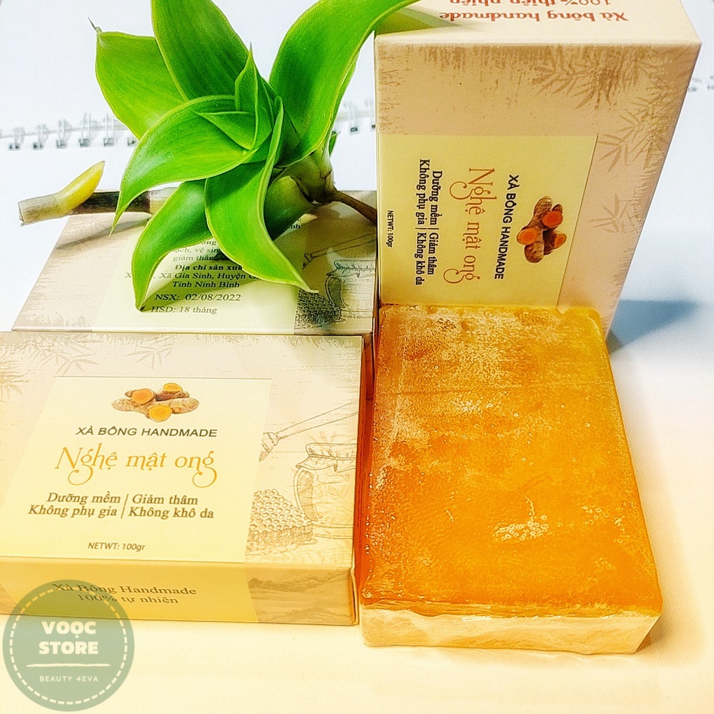 Xà Phòng Sinh Dược Nghệ Mật Ong Dưỡng Da Thư Giãn Nguyên Chất Từ Thiên Nhiên 100g
