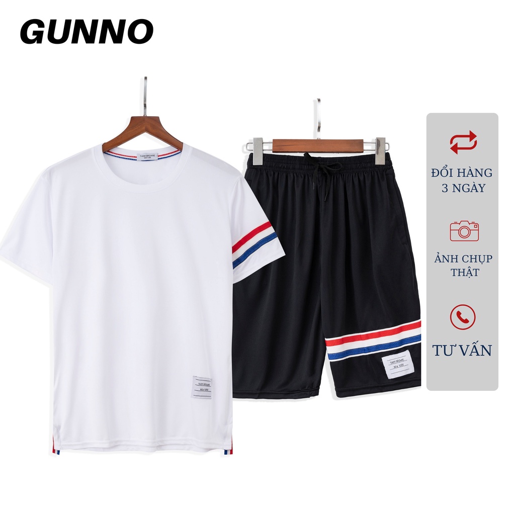Bộ Thể Thao Nam Thom dây viền GUNNO chất thun thể thao thoáng mát thấm hút mồ hôi