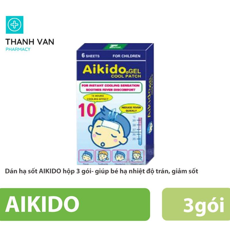 Dán hạ sốt AKIDO hộp 3 gói- giúp bé hạ nhiệt độ trán, giảm sốt