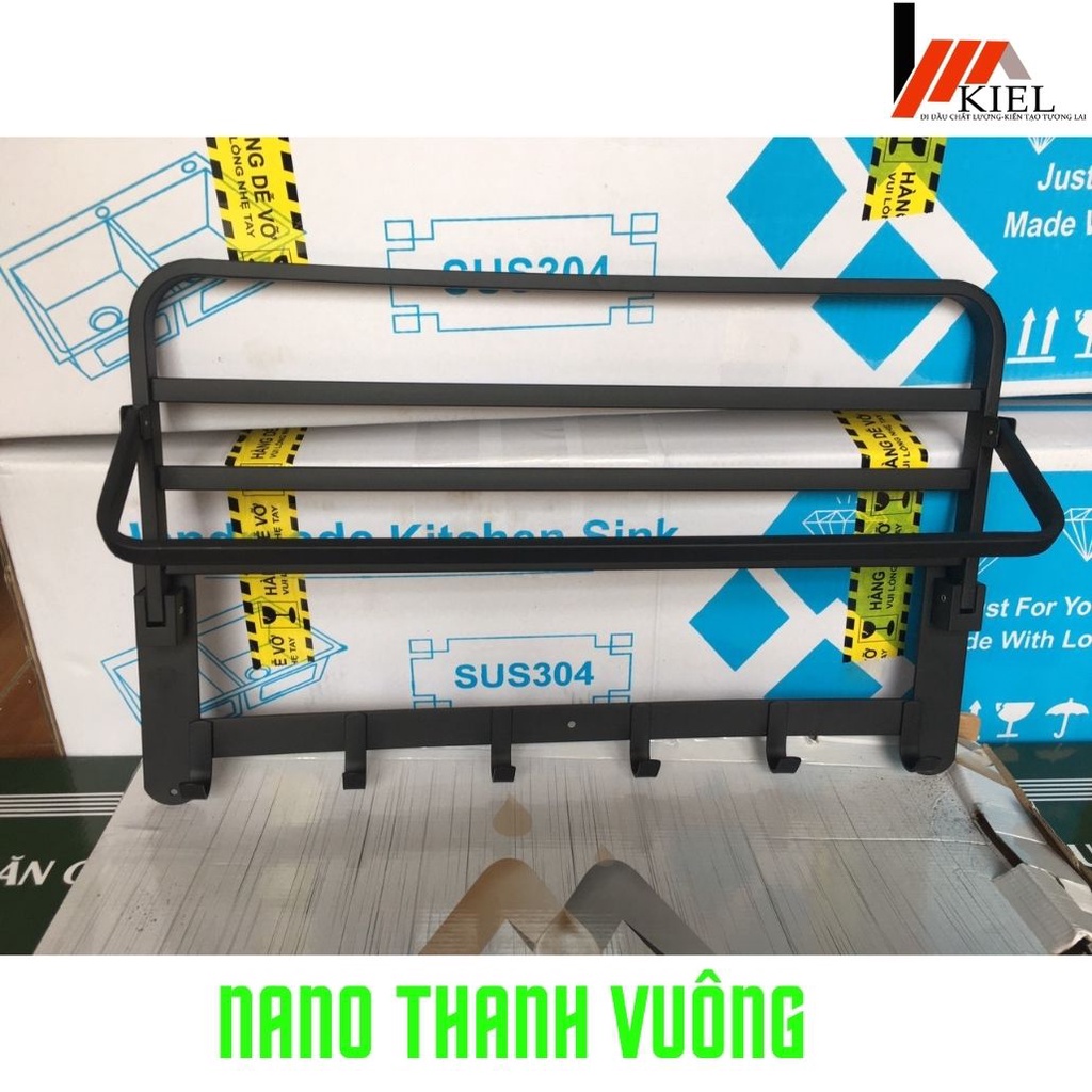 Gía treo khăn nhà tắm - vắt khăn giàn đa năng  SUS 304 mạ nano đen chính hãng bảo hành 24 tháng .