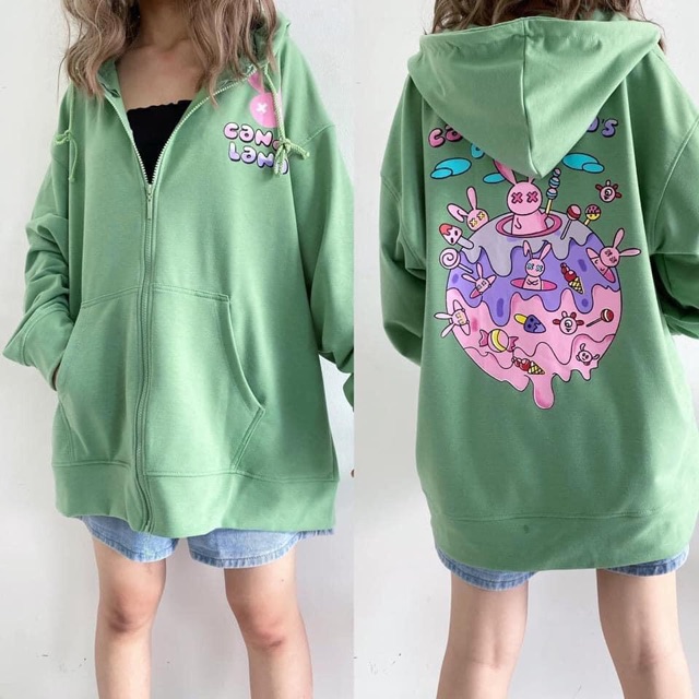 Áo Hoodie Zip Candy Land’s/ Áo Khoác Tay Dài Túi Bụng Ảnh Thật