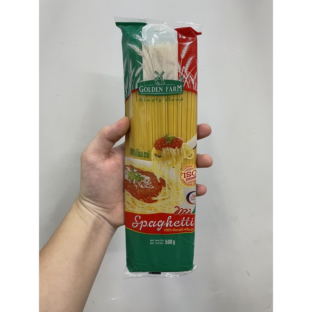 Mì Spaghetti 500g Golden Farm mềm hoàn hảo cùng hương thơm tự nhiên, giúp bạn dễ dàng chế biến món mì Ý HBAUTO