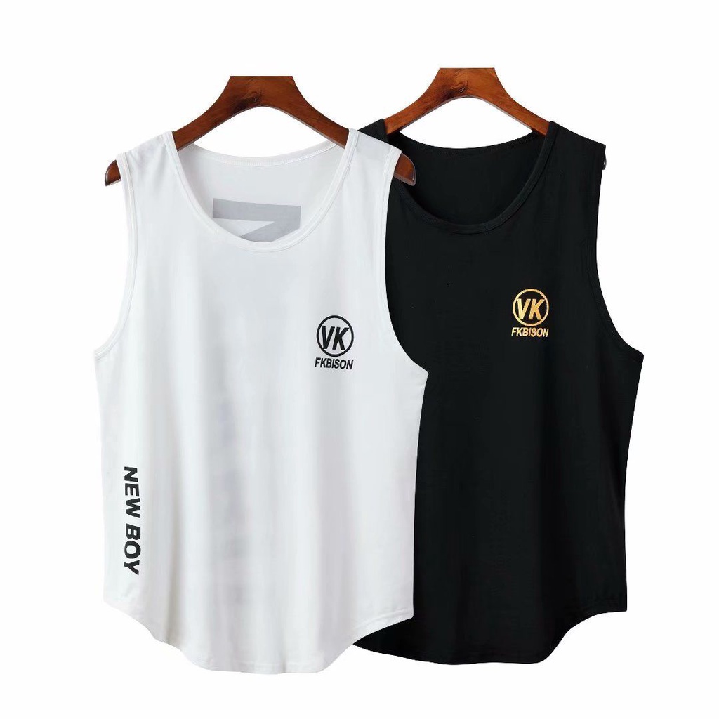 Set 1/2 Áo Thun Thể Thao Không Tay Dáng Suông Phong Cách Hip Hop Âu Mỹ Cho Nam