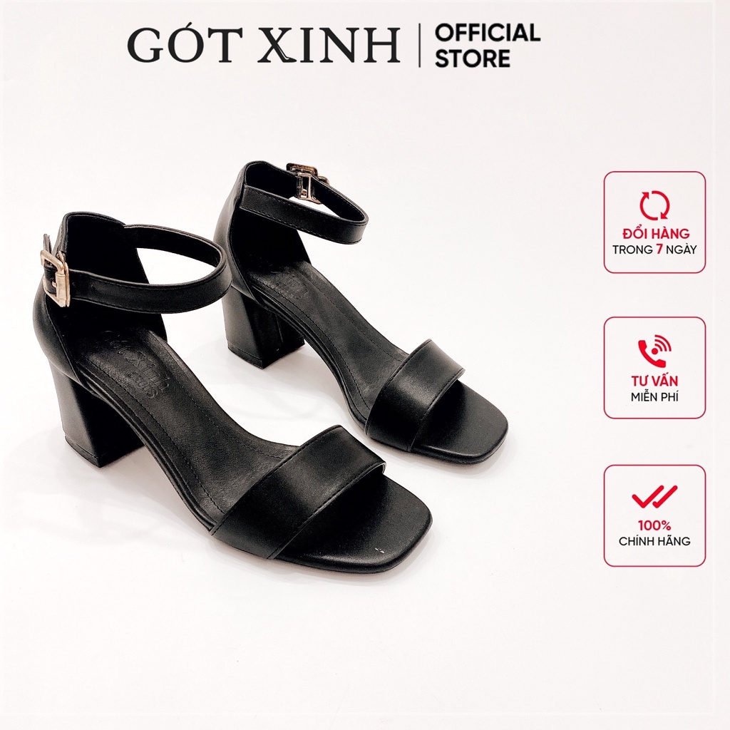 Giày sandal cao gót nữ 7cm GÓT XINH GX13 da mờ gót vuông