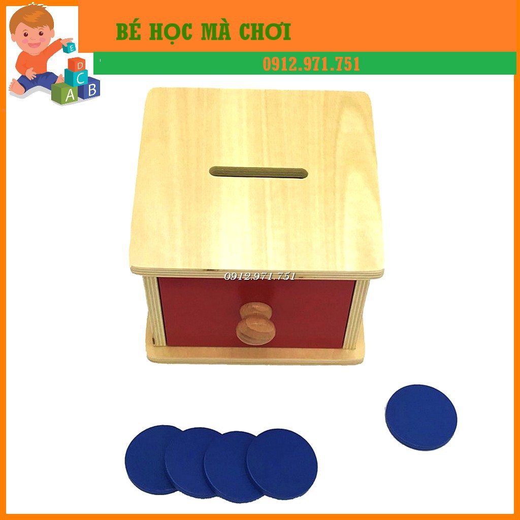 Giáo cụ Montessori - Hộp thả xu - Cam kết Hàng loại 1 dày đẹp