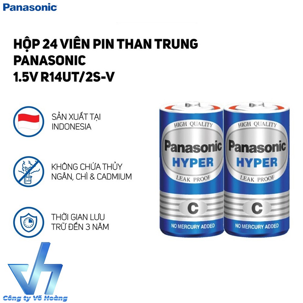 Bộ 4 pin C - Panasonic R14UT - Pin bếp gas, đài cát-sét