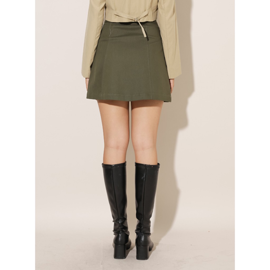 Chân váy nữ chữ A thời trang GAGO single tone a-line mini skirt màu xanh rêu GO3113 | BigBuy360 - bigbuy360.vn