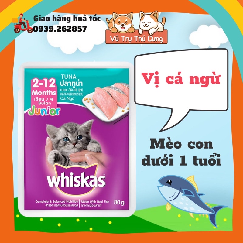 Pate Whiskas dành cho mèo con, mèo trưởng thành