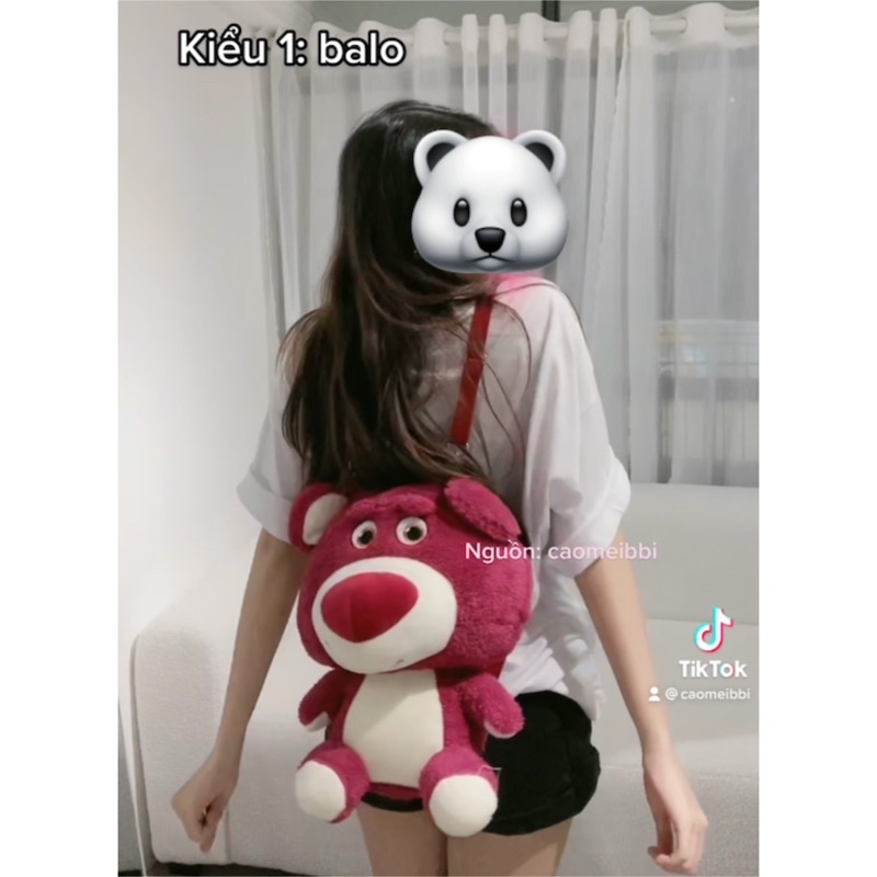 Balo Gấu Dâu Lotso Đeo Được 2 Kiểu