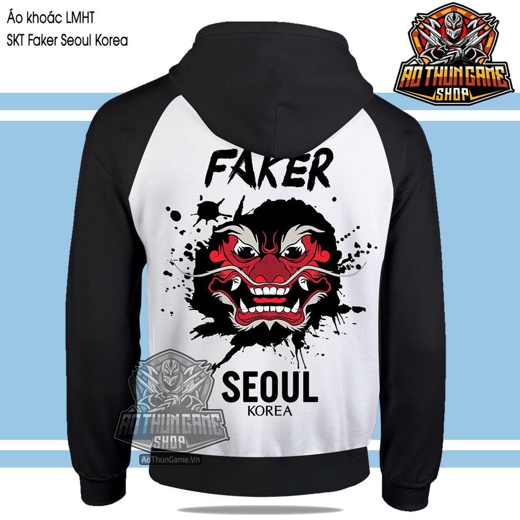 Áo khoác SKT Faker Seoul Korea Mới, áo khoác LoL Game LMHT SKT T1 Hàn quốc (Mẫu mới, có nón) | AoThunGameVn