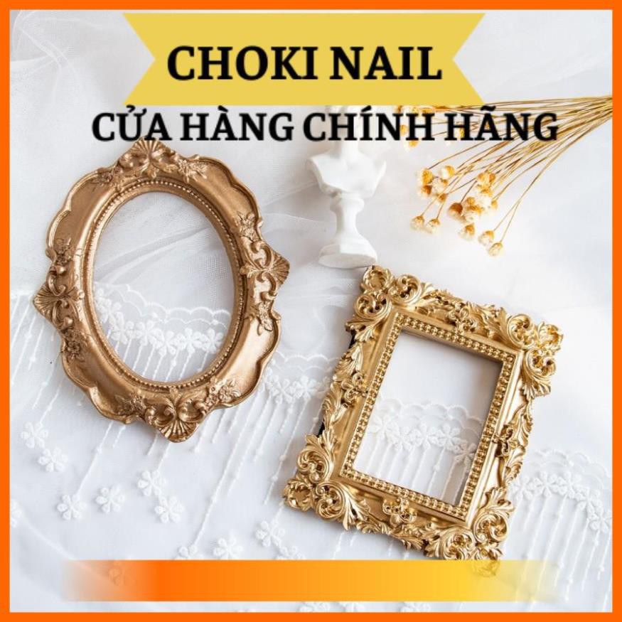 [Hàng Chính Hãng] Khung ảnh mini màu vàng phong cách retro dùng để trang trí, Chụp ảnh mẫu móng nail