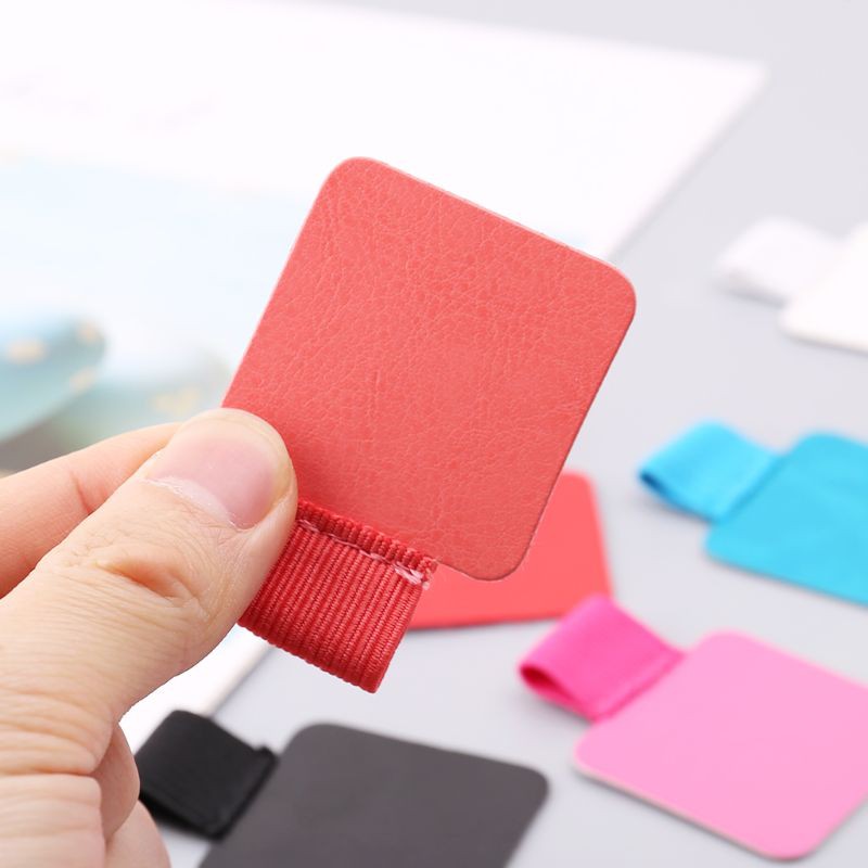 Set 3 kẹp da hình vuông có vòng thun giữ bút dán sổ tay ghi chú tiện dụng
