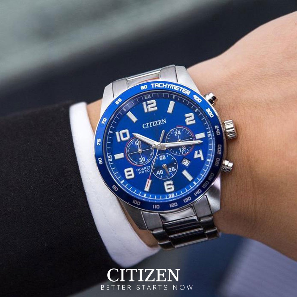 Đồng Hồ Nam Citizen Dây Thép Không Gỉ AN8161-50L - Mặt Xanh