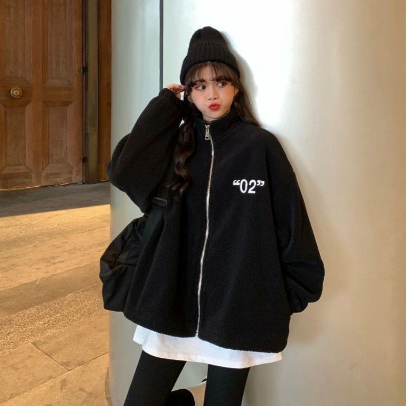 ÁO KHOÁC NỈ LÔNG THÊU CHỮ 02