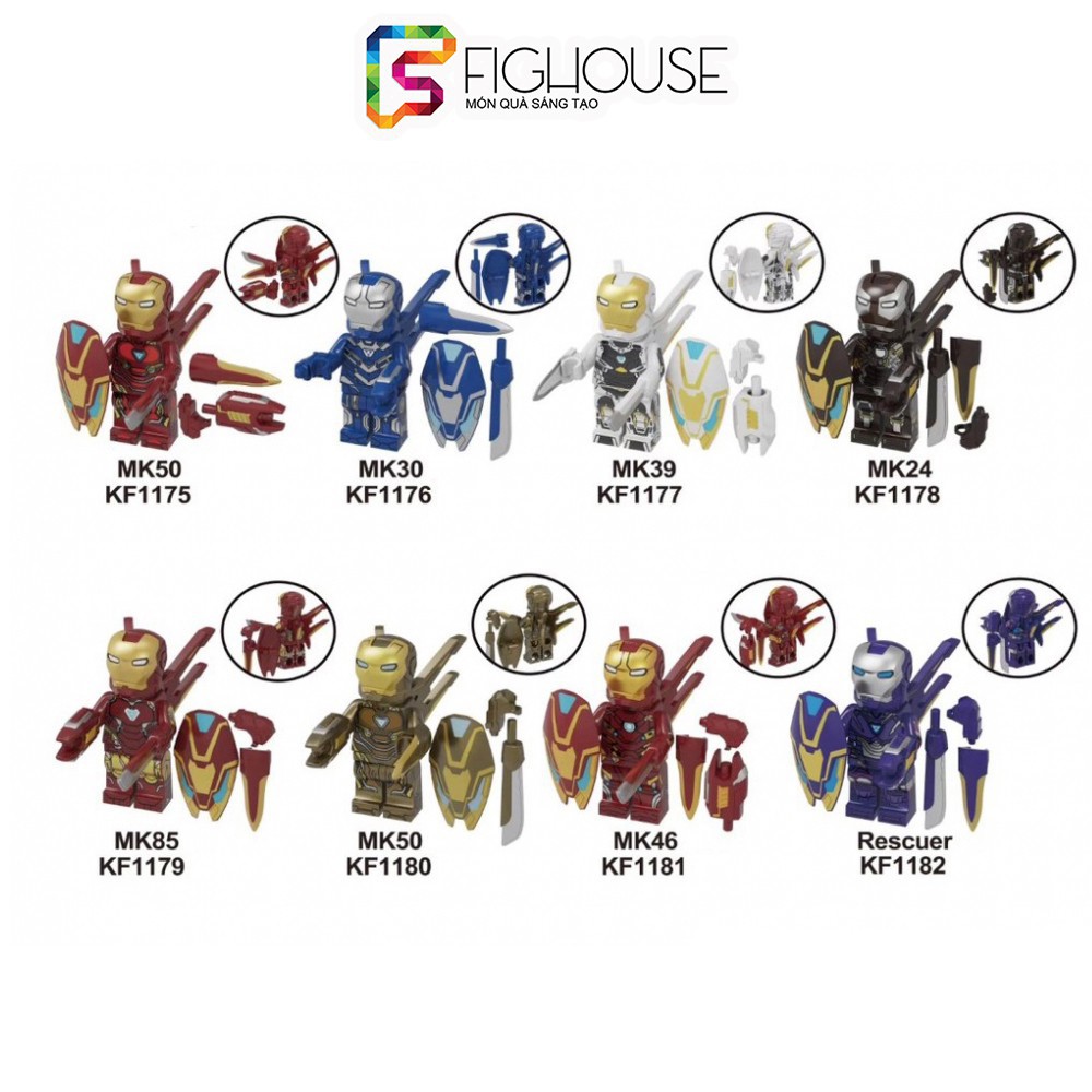 Xếp Hình Minifigures Siêu Anh Hùng Iron Man, Pepper Với Các Bộ Giáp Nano - Đồ Chơi Lắp Ráp Logo KF6093 [B1]