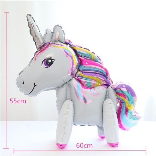 Bóng Tráng Nhôm Ngựa Pony 4D Có Chân Đứng Trang Trí Tiệc, Sinh Nhật