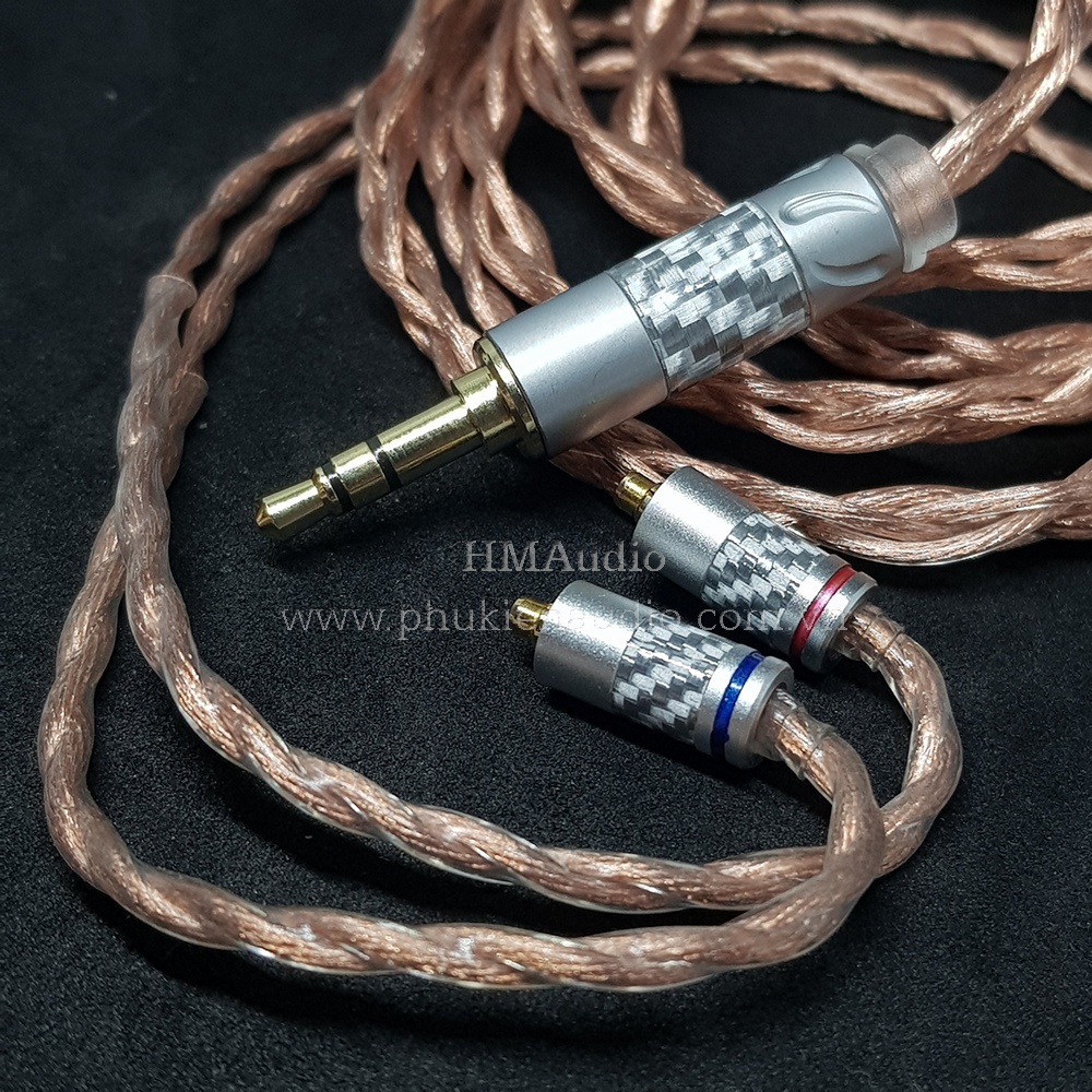 Dây tai nghe đồng 7NOCC Litz 23AWG 1.25mm tết 4 - Connector MMCX mạ vàng