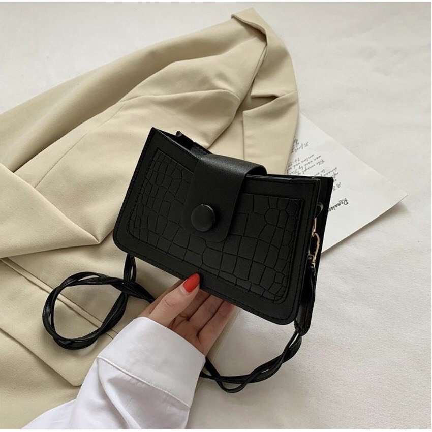 Túi Đeo Chéo Nữ Linh Store Túi Đeo Vai Mini Nắp Gỗ Vặn Thừng Ngăn Khóa Kéo Thời Trang Hàn Quốc - LS25