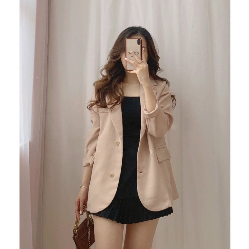 Aoa khoác Blazer phong cách Hàn Quốc_Áo blazer Nữ có túi 2 lớp from xiêu xinh,dễ mặc,chất dày dặn(kèm ảnh thật)