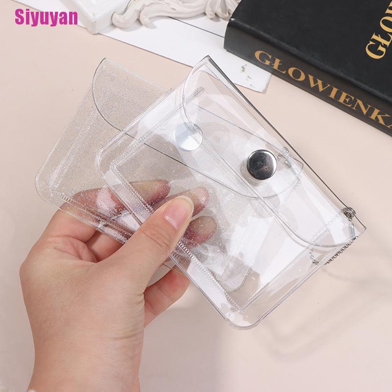 [Siyuyan] Bling Transparent ID Card Holder PVC Women Short Money Clip Wallet Coin Purse