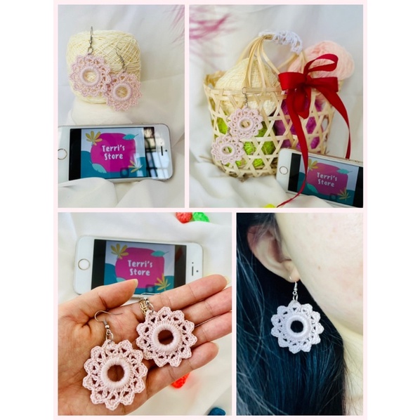Earrings - Bông tai Handmade thủ công nhiều mẫu làm bằng len sợi - Tone màu Hồng Pastel