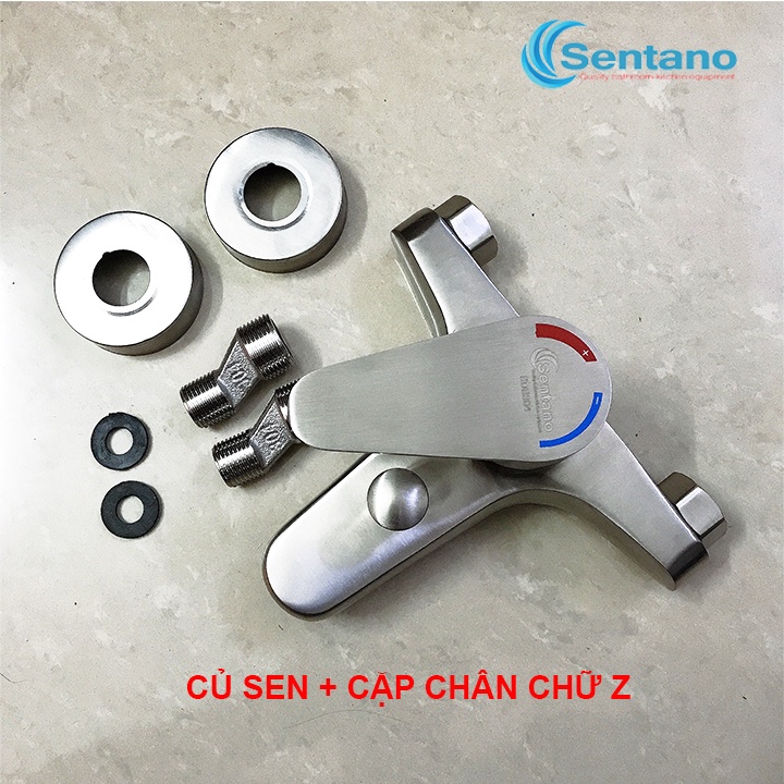 Bộ củ sen tròn tắm nóng lạnh SENTANO inox 304 cao cấp, bề mặt inox mờ chống trầy xước tay sen tăng áp 304