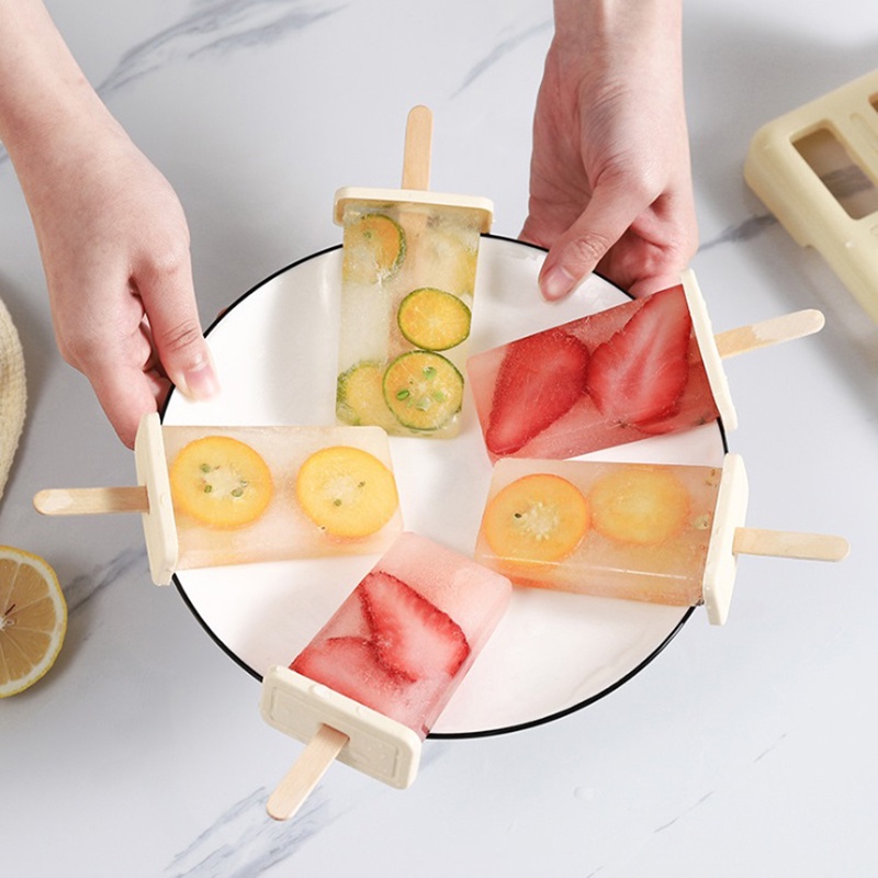Set 6-4 Khuôn Làm Kem Que Diy Tiện Dụng
