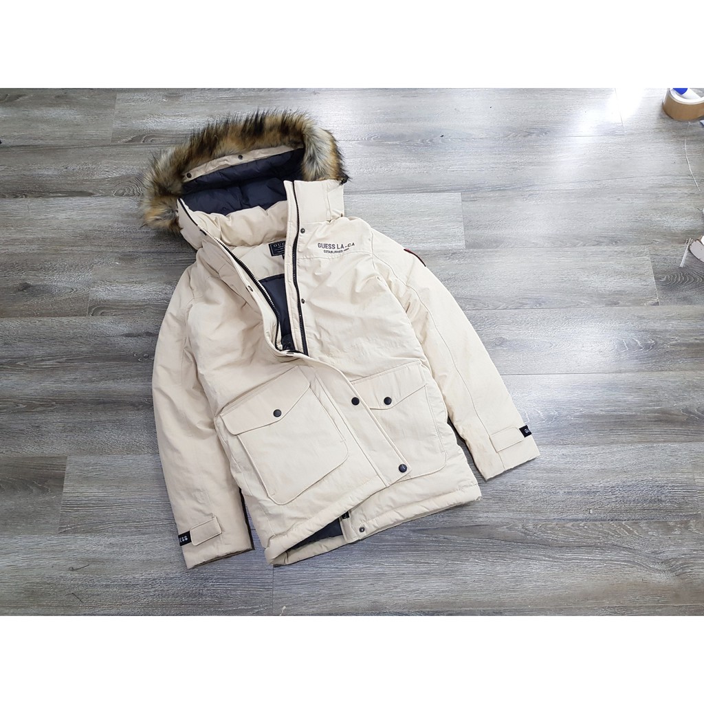 AK86 Áo parka GU.ESS màu be dư xịn lông 3M