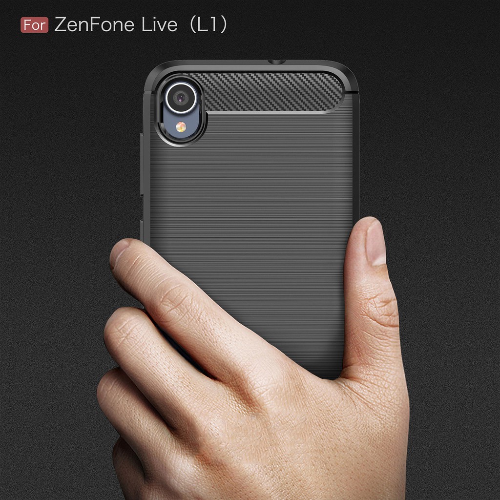 Asus ZenFone Live (L1) ZA550KL Case Carbon Fiber Shock Proof Cover Silicone Rubber Casing Brushed Texture